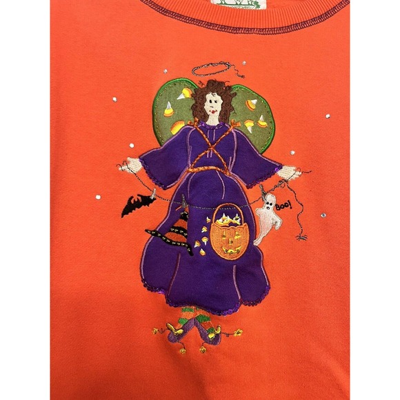 Vintage Quacker Factory Halloween Sweatshirt Crew Neck XS oversized Witch 🧙 - Picture 3 of 7